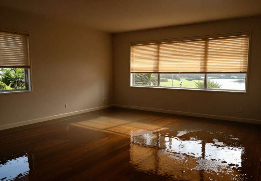 Water-damaged office in Ryde before drying